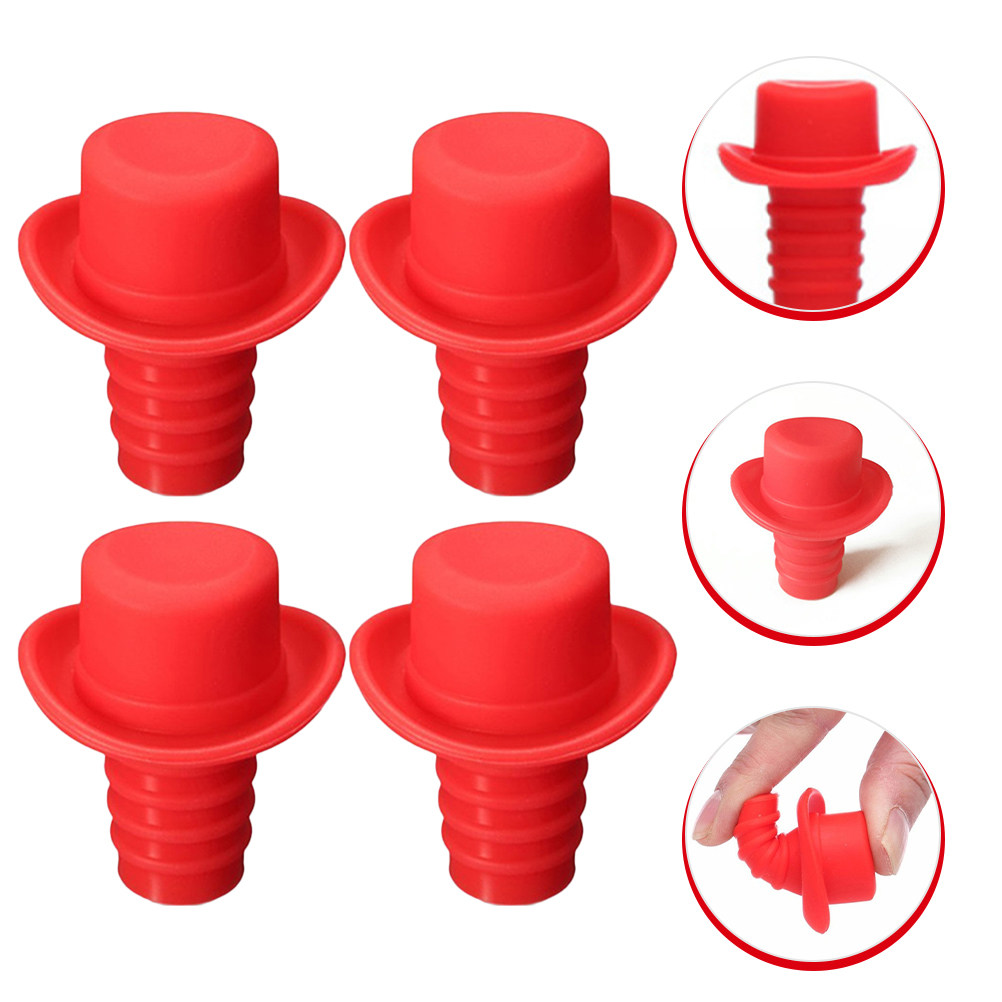 4Pcs Silicone Wine Bottle Stop - Wine Beer Hat ulasan dan harga