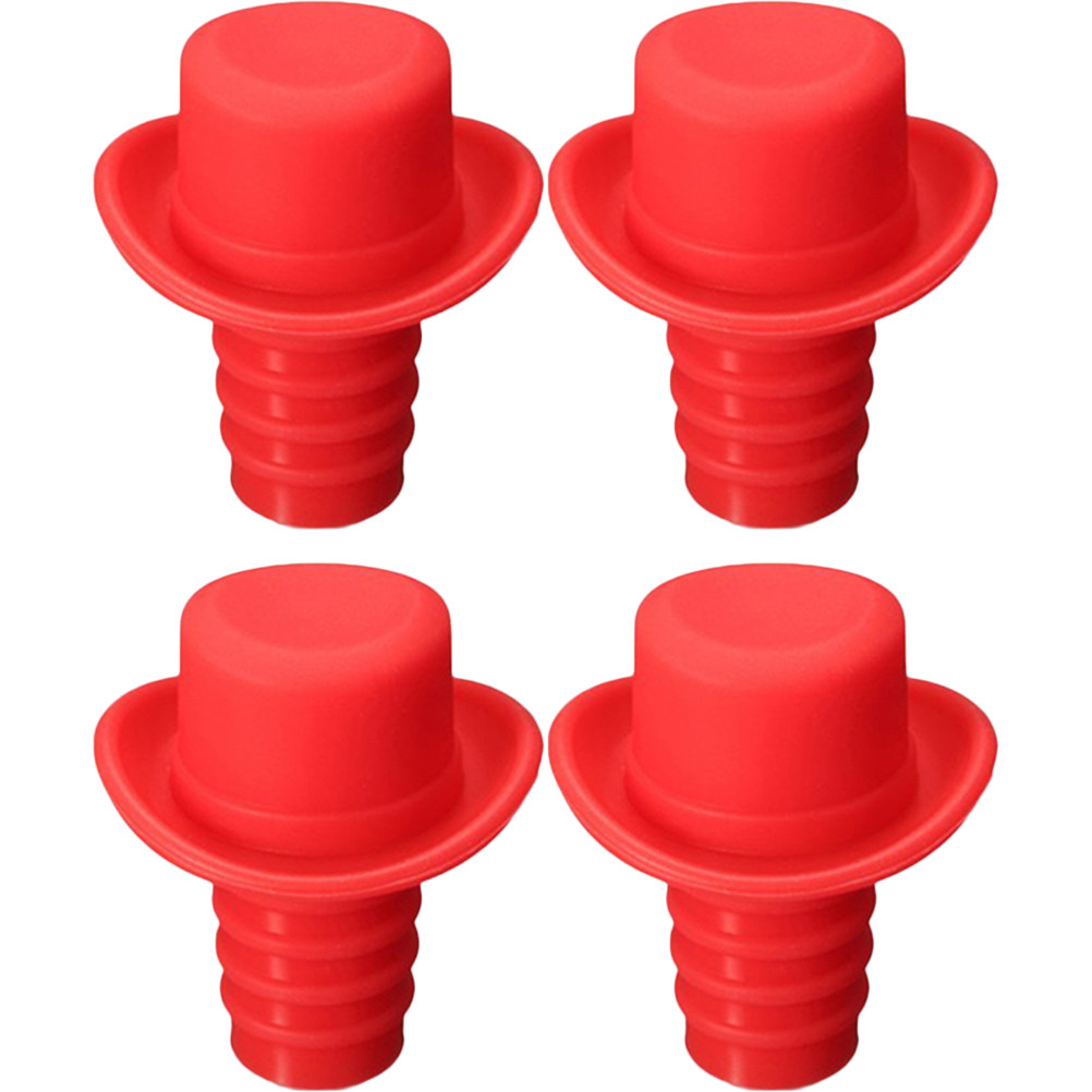 4Pcs Silicone Wine Bottle Stop - Wine Beer Hat ulasan dan harga