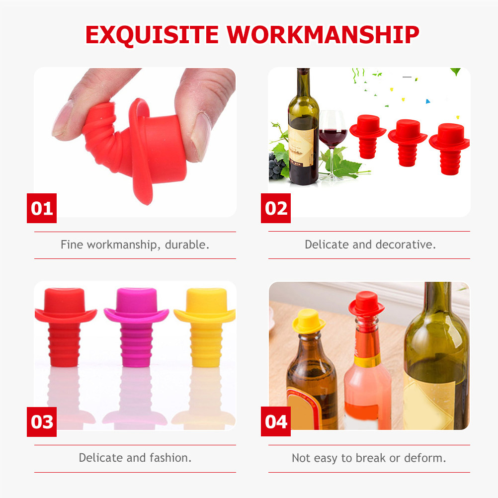 4Pcs Silicone Wine Bottle Stop - Wine Beer Hat ulasan dan harga